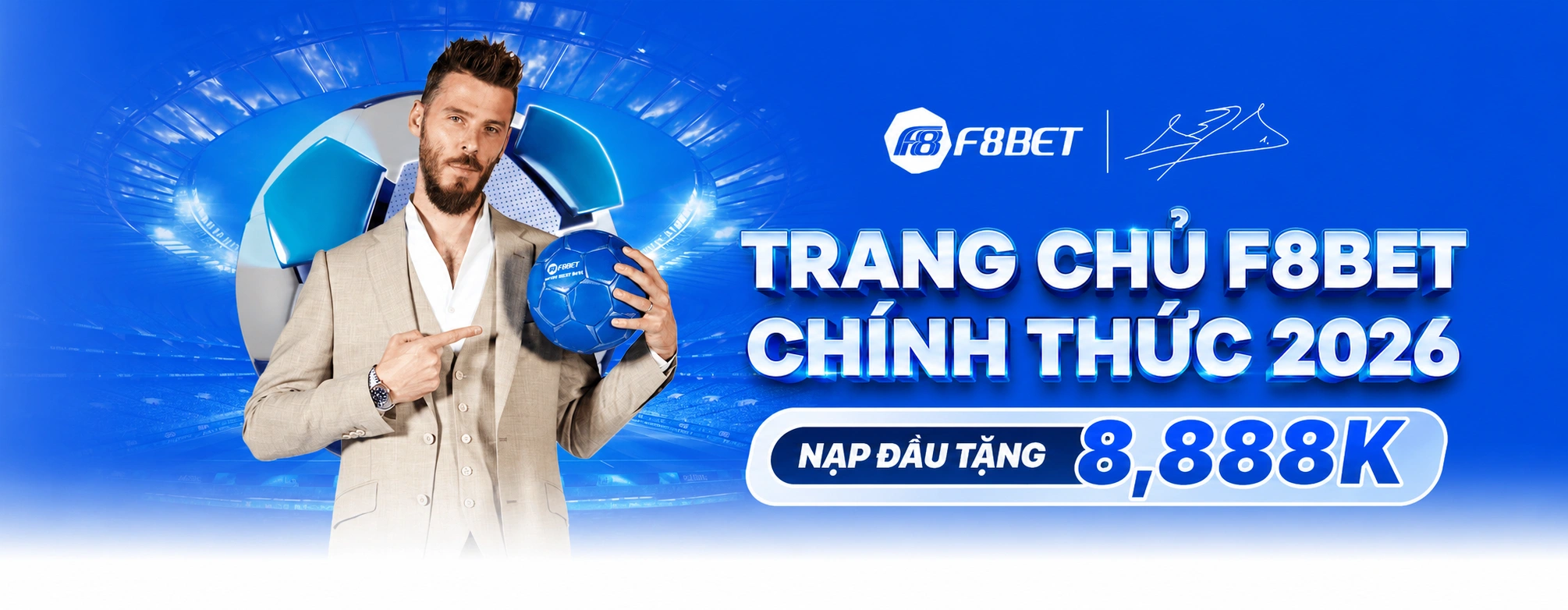 Banner PC trang chủ F8BET chính thức 2026 với khuyến mãi nạp đầu